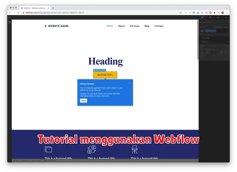 Tutorial menggunakan Webflow